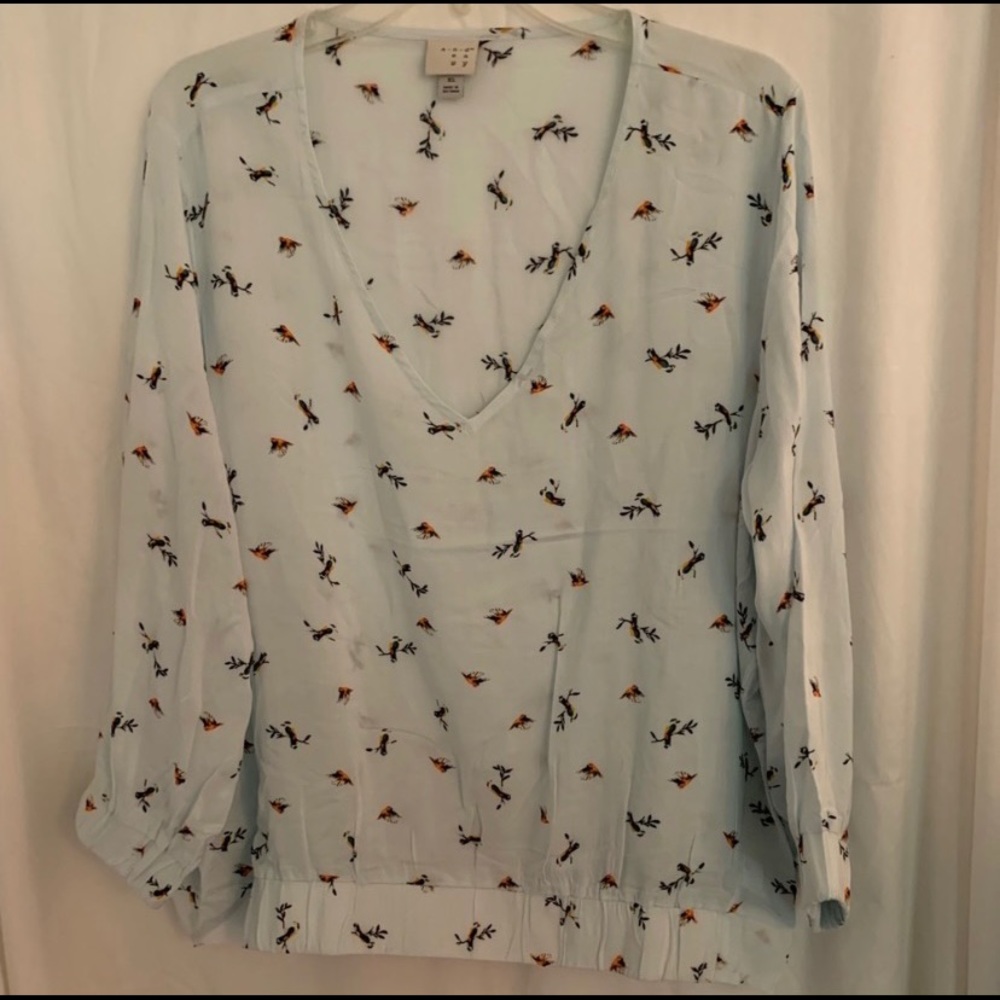 Unique Bird V-Neck Blouse #0766